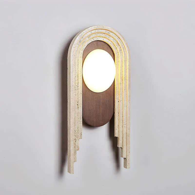 Vima Wall Light - Set of 2 / Wood Color & Beige / Warm Light