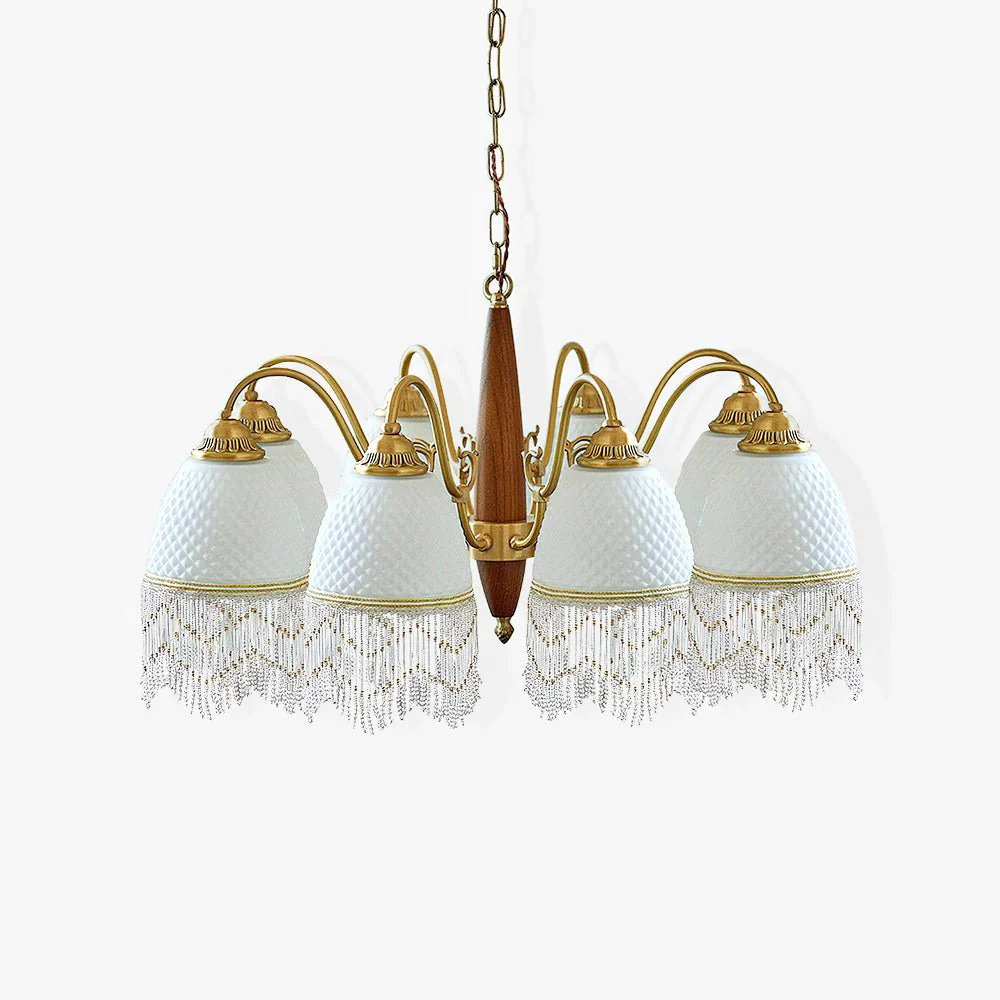Люстра Mesh Tassel Glass - 3 плафона ∅50см x 42см, латунь, белый