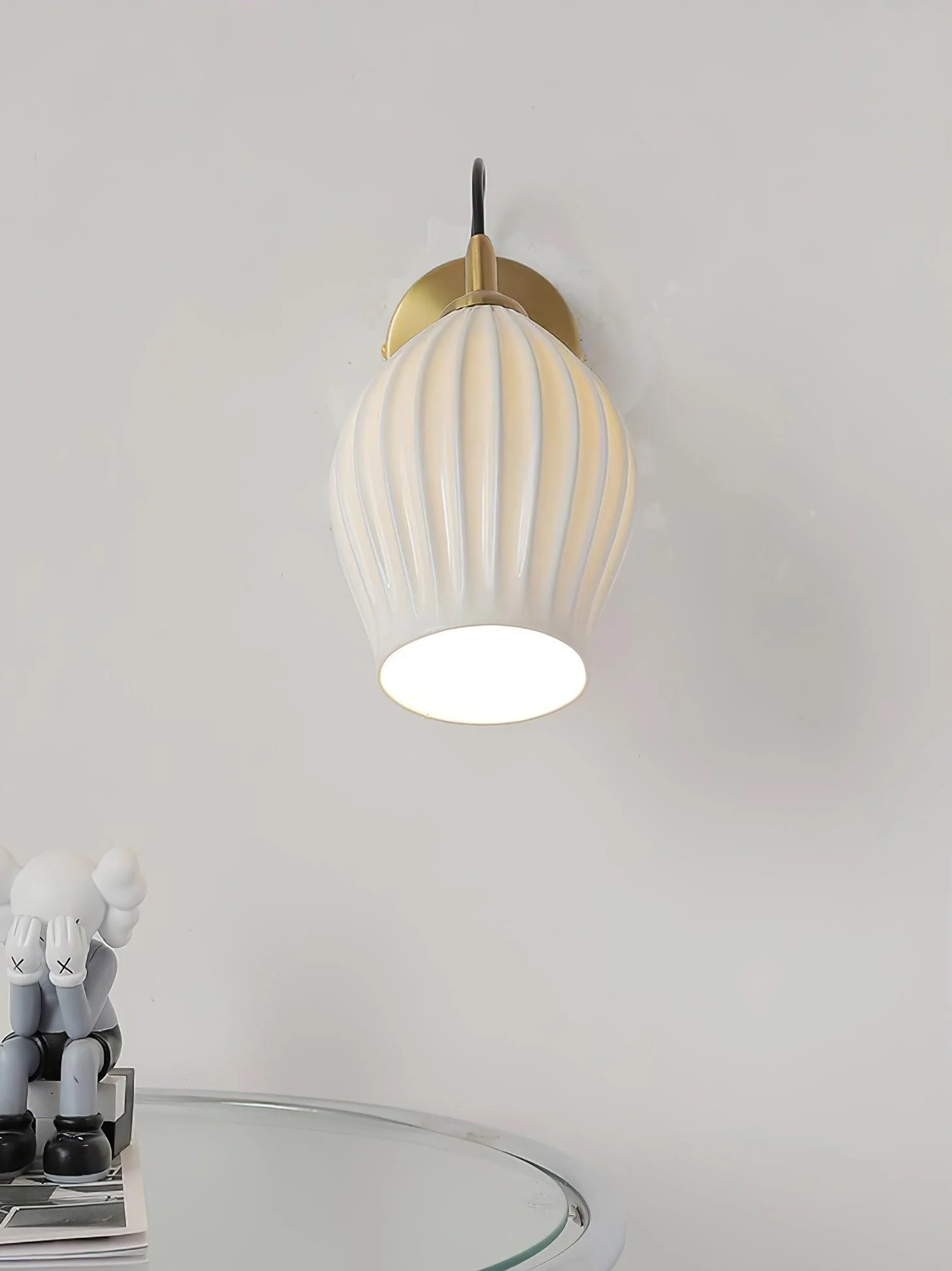 Ceramic Ribbed Wall light - Set of 2 / Copper