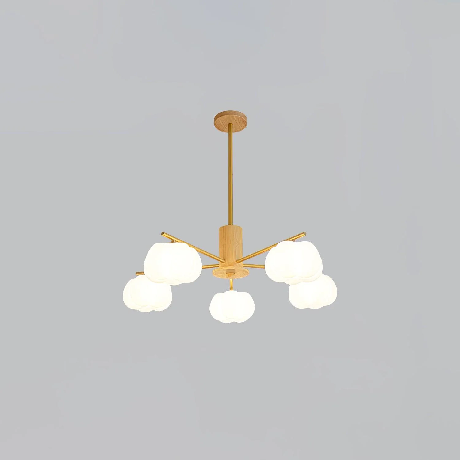 Люстра Wooden Cotton Balls - 5 плафонов ∅66см x 53см, дерево, золотой, белый