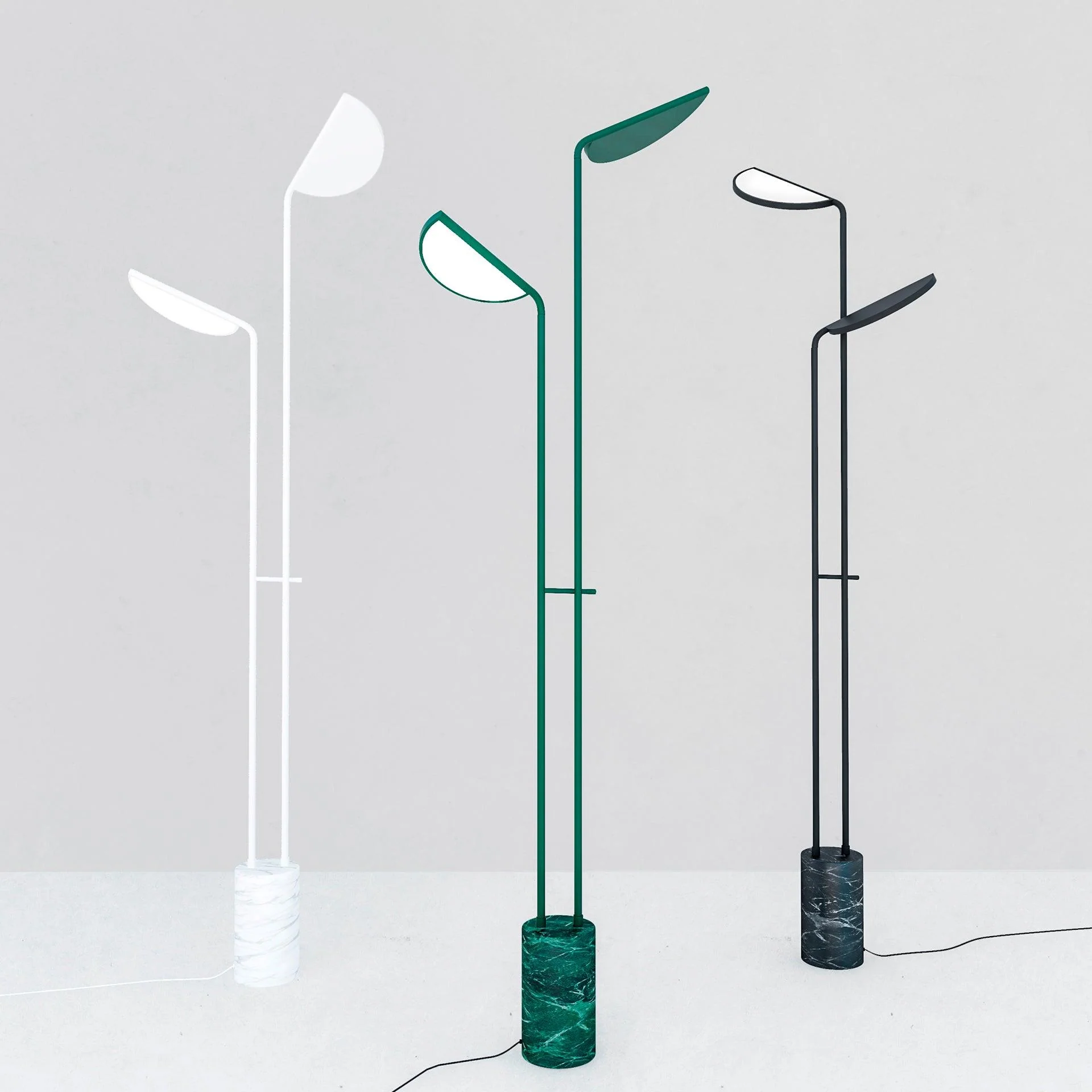 Filo Floor Lamp - ∅ 22.8″ x H 65″ / 58m x H 165cm / Black+Black Marble / UK plug