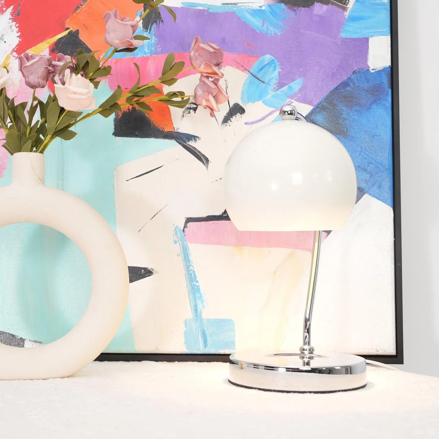 Dennie Warmer Lamp - ∅ 6.7″ x H 12.6″ / Dia 17cm x H 32cm / Chrome & White / AU plug