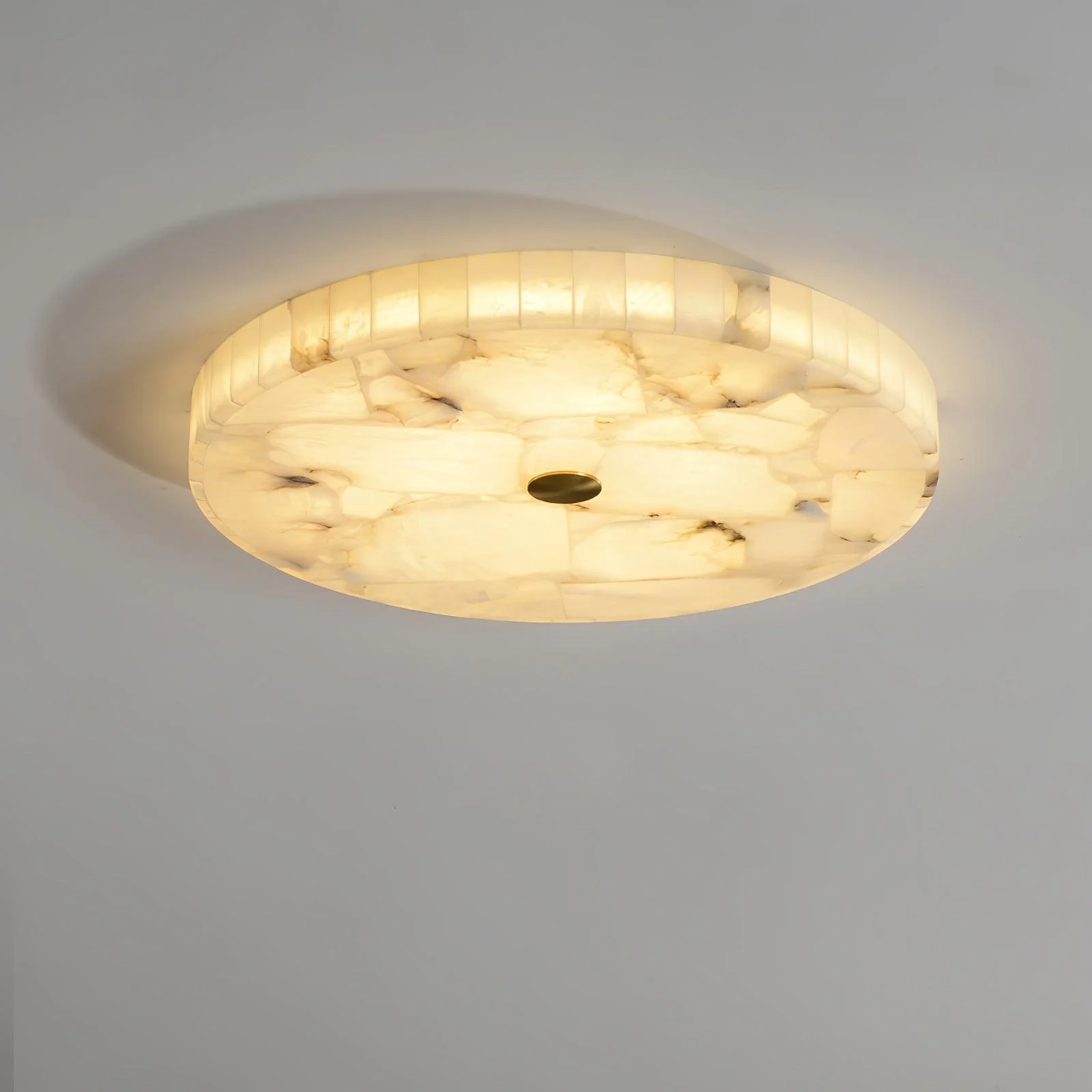 Потолочный светильник Round Alabaster - ∅60см x 5см, белый, золотой, холодный свет