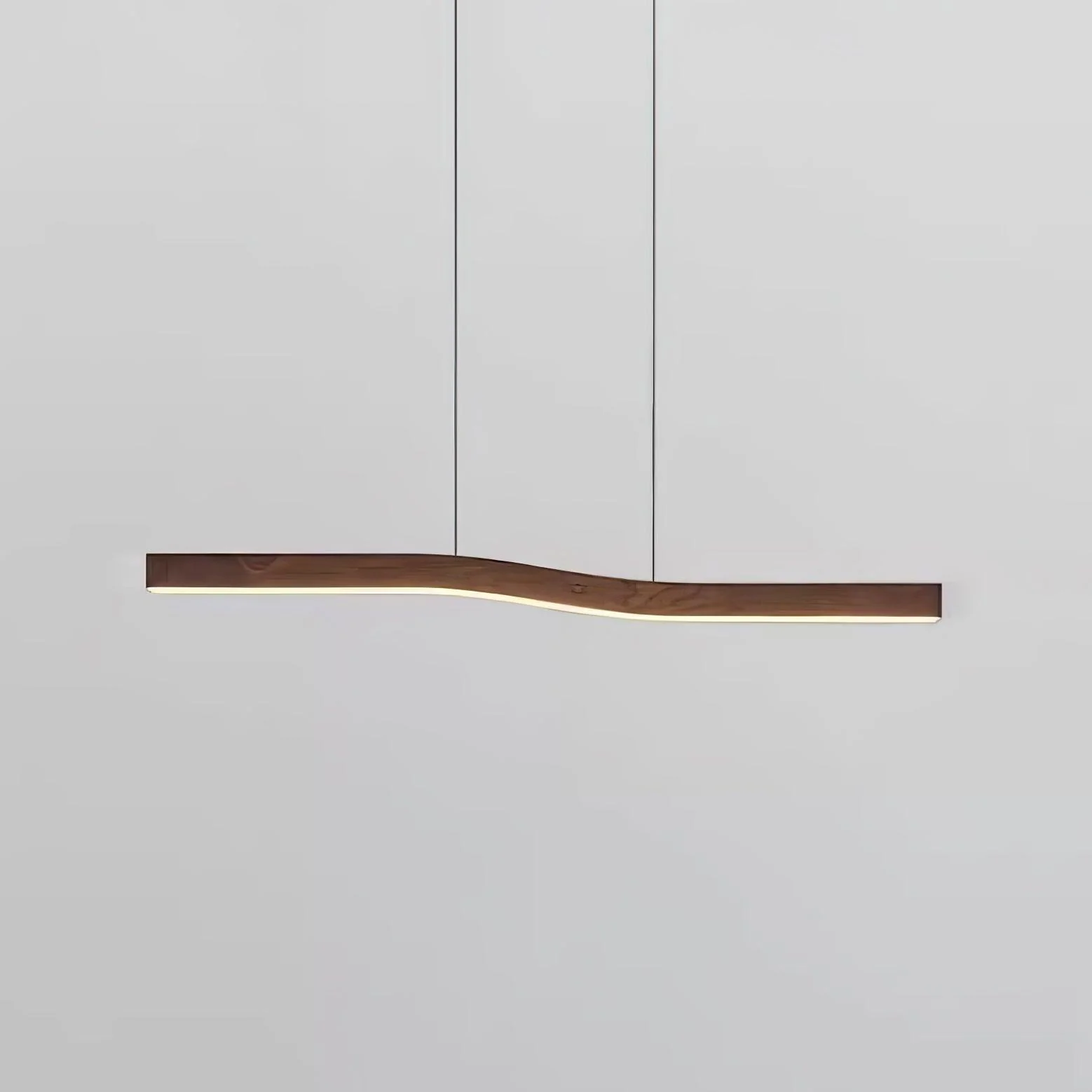 Подвесной светильник Camur Linear - ∅100см х 150см, черный, темное дерево, теплый свет