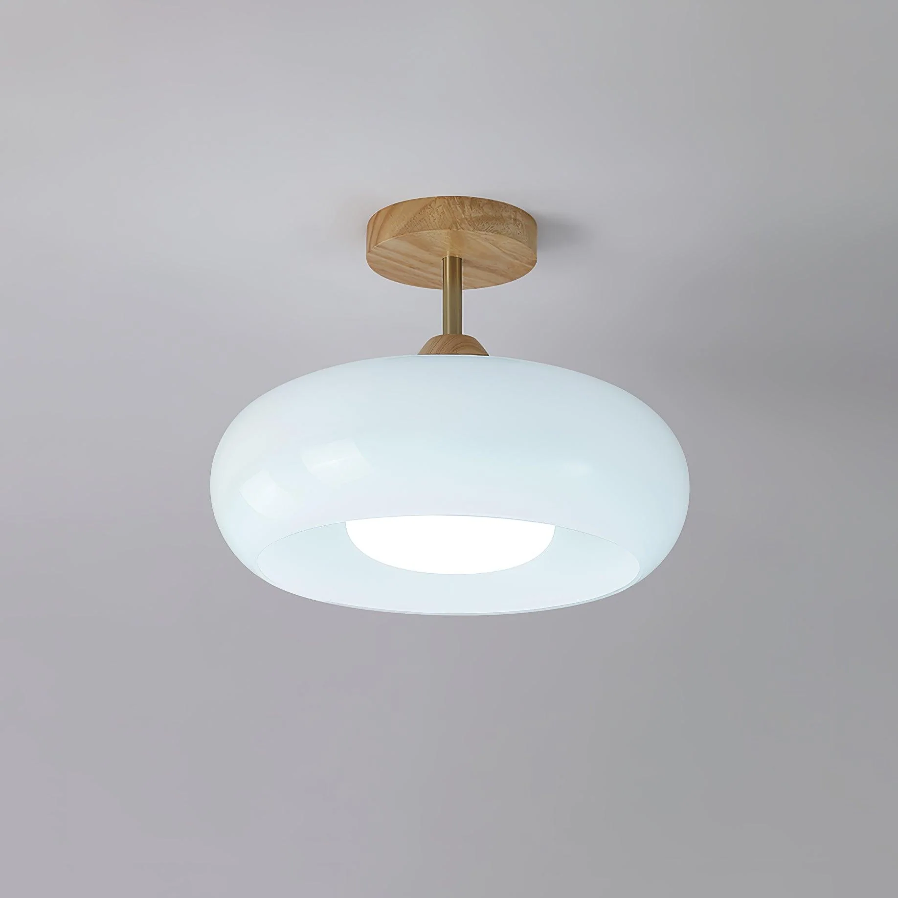 Потолочный светильник Plafonnier - ∅28см x 20см, дерево, оранжевый