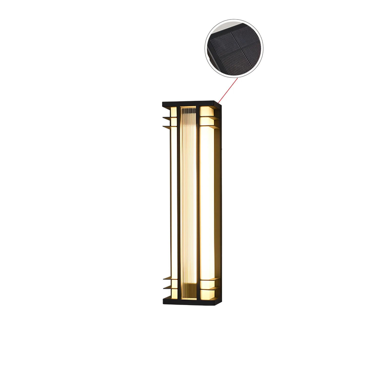 Double Axis Outdoor Wall Lamp - L 6.3″ x W 4.7″ x H 27.6″ / L 16cm x W 12cm x H 70cm Set of 2 / Model B: Solar-Powered Version / Warm Light