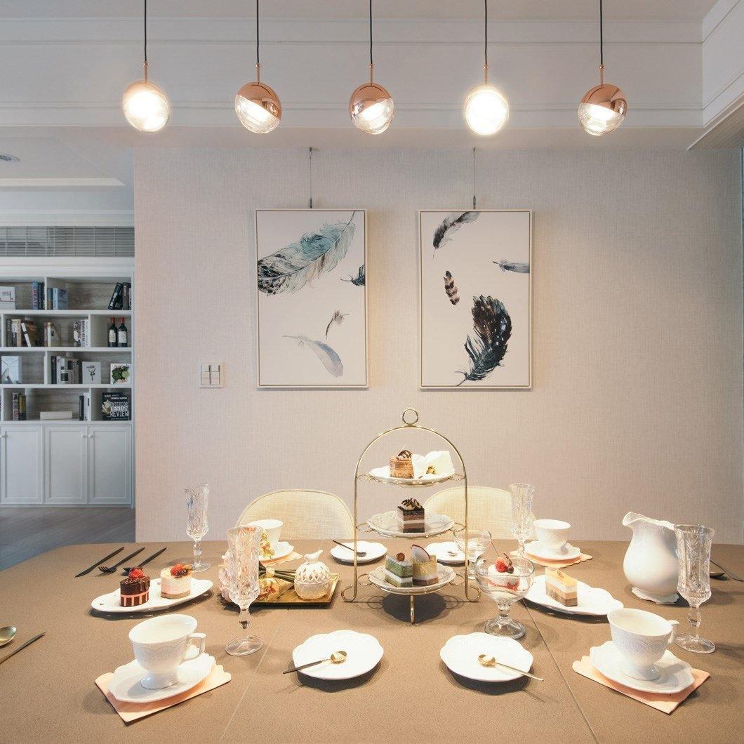 Подвесной светильник Restaurant Art LED - 5 плафонов ∅70см x 200см, розовое золото, теплый свет
