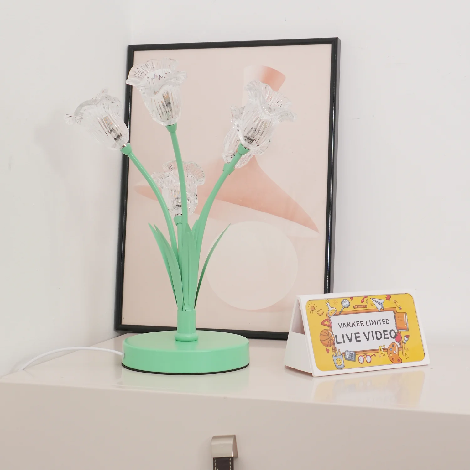 Tulip Flower Table Lamp - 3 Heads ∅ 5.1″ x H 14.2″ / Dia 13cm x H 36cm / Green / AU plug