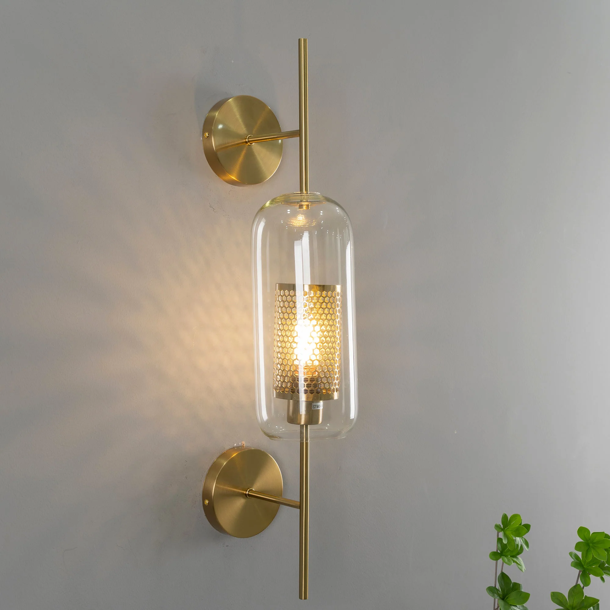 Настенный светильник Chiswick Glass - ∅13см x 67см, серебряный, стекло, 2 шт