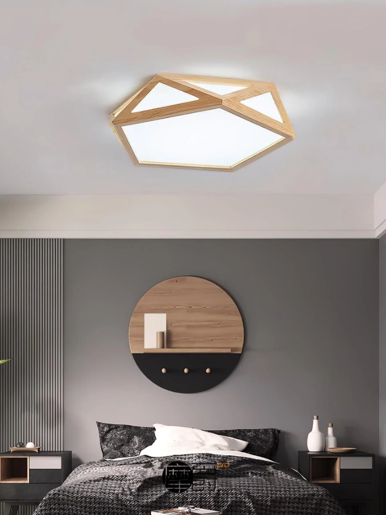 Потолочный светильник Diamond Wooden - ∅52см х 10см, дерево, 3000-6500К