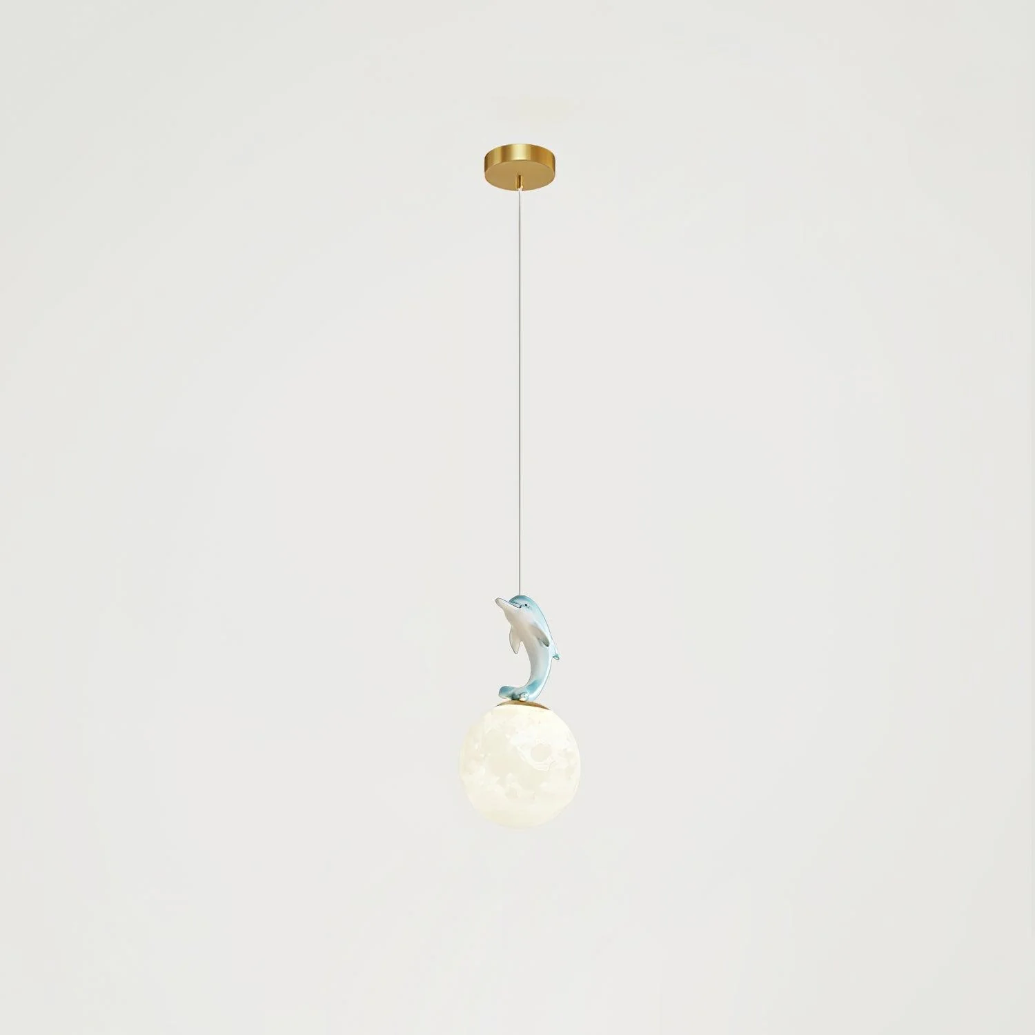 Подвесной светильник Animal And Moon - White dolphin ∅15см х 27см, хром
