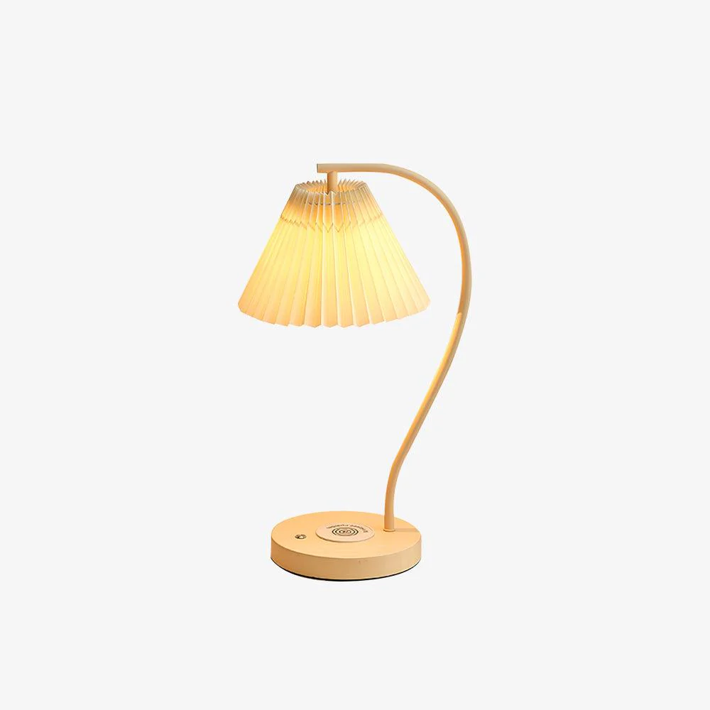 Crescini Pleated Table Lamp - ∅ 11.4″ x H 18.5″/ Dia 29cm x H 47cm / Cream & Light Yellow / US plug