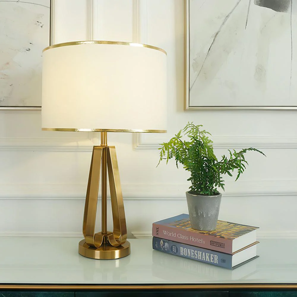 Laila Table Lamp - ∅ 15″ x H 22″ / Dia 38cm x H 56cm / Gold & White / AU plug