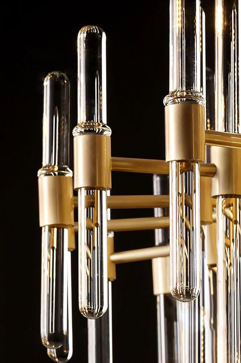Люстра Vintage Antique Brass - 10 плафонов ∅62см х 60см, латунь, прозрачный кристалл