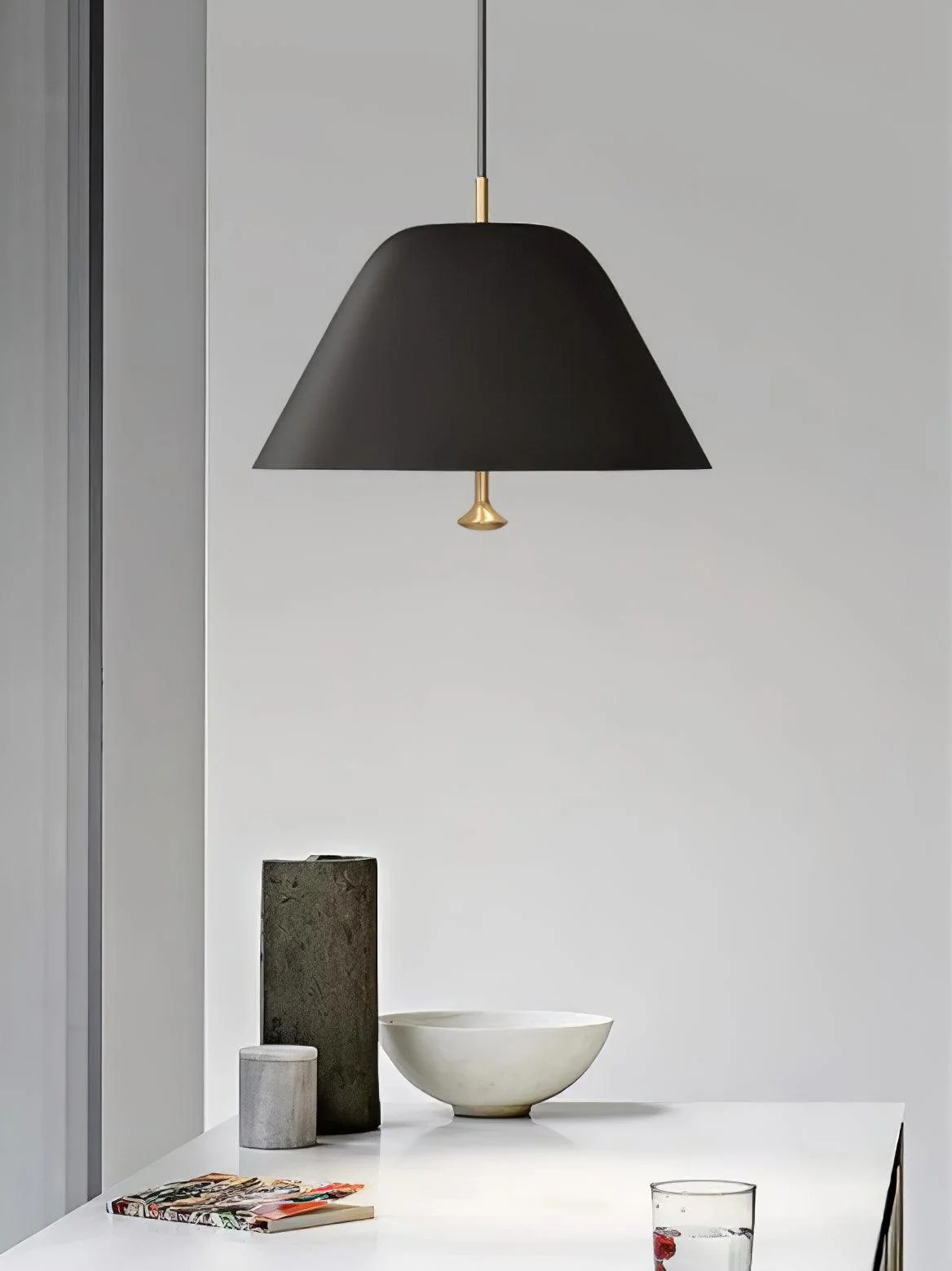 Подвесной светильник Minimalist - ∅28см x 150см, белый, черный