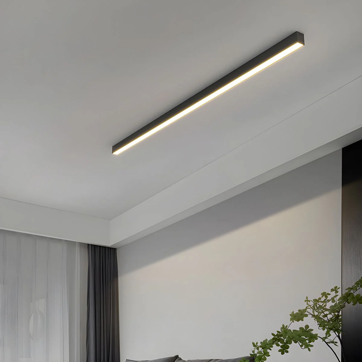 Потолочный светильник Ultra Slim Linear - 100см x 5см, черный, теплый свет