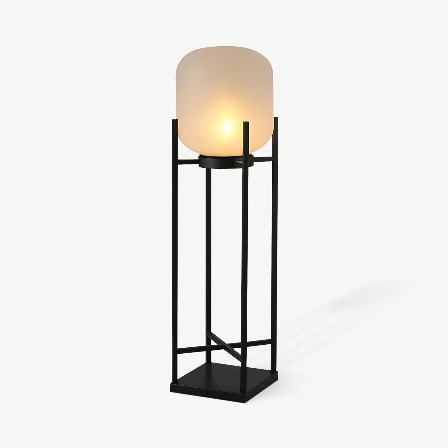 Торшер Lantern - ∅30см x 75см, черный, матовый белый