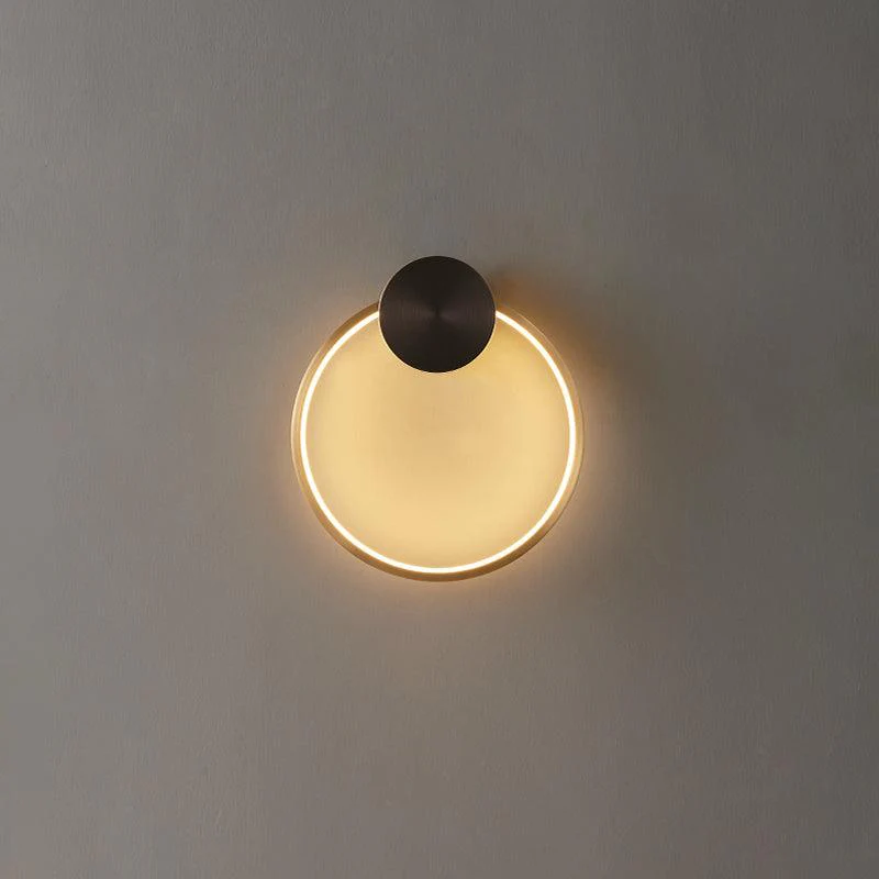 Ring Shaped LED Wall Light - Dia 20cm Set of 2 / Black & Brass / Three-Color Changing Light