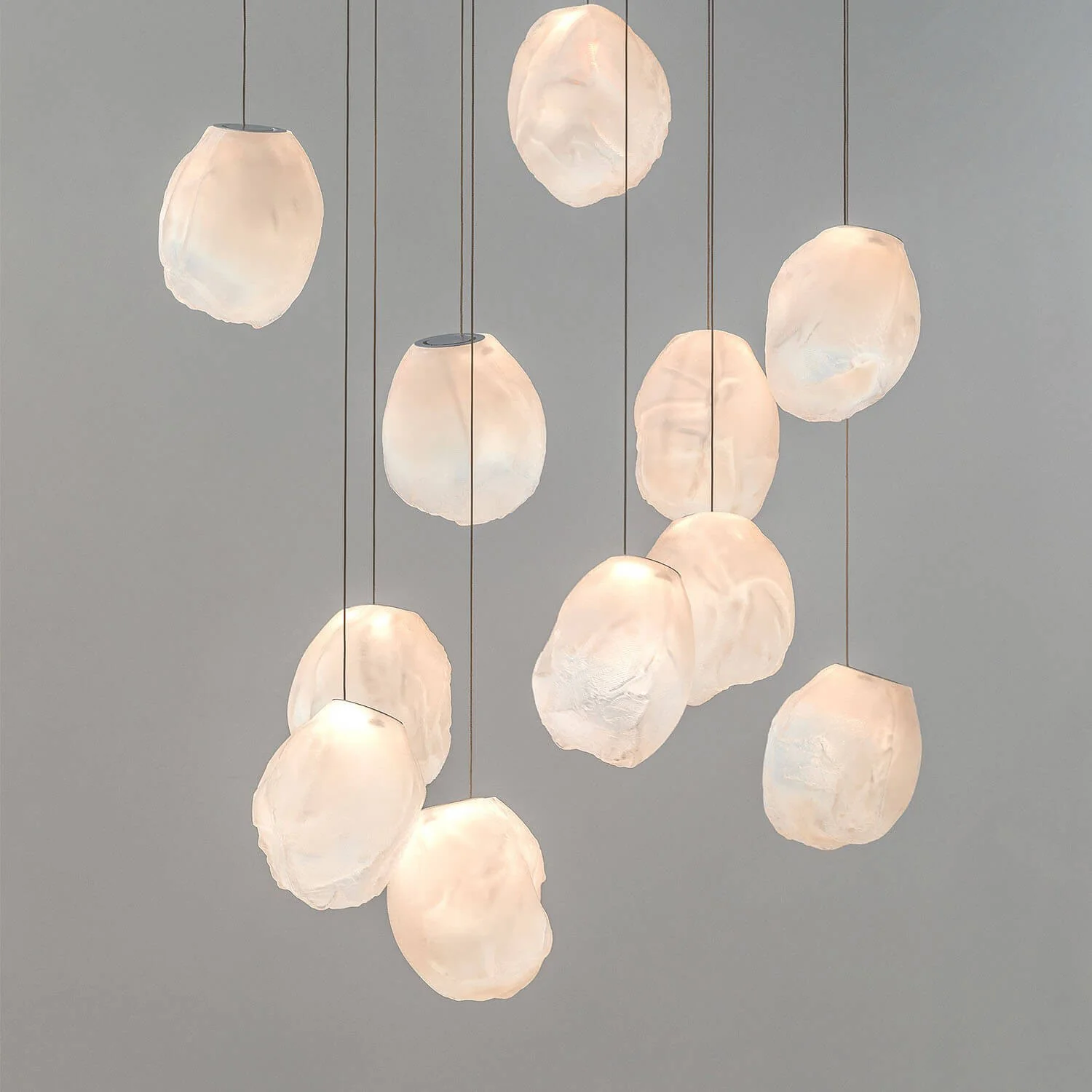 Подвесной светильник Liquid Glass Stone - 3 подвеса ∅30см x 120см, белый, теплый свет