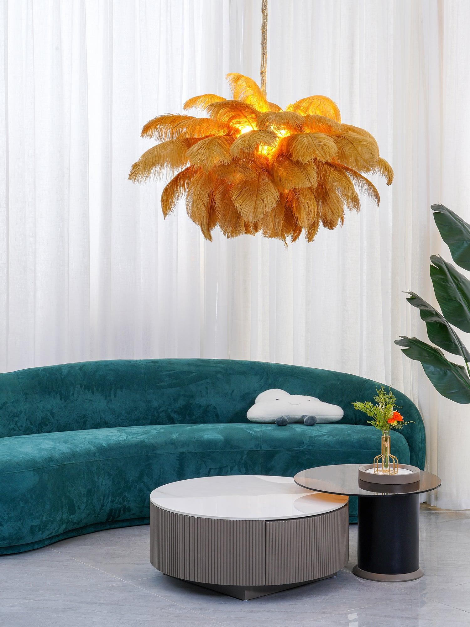 Люстра Ostrich Feather - ∅110см x 90см, серебро, белый