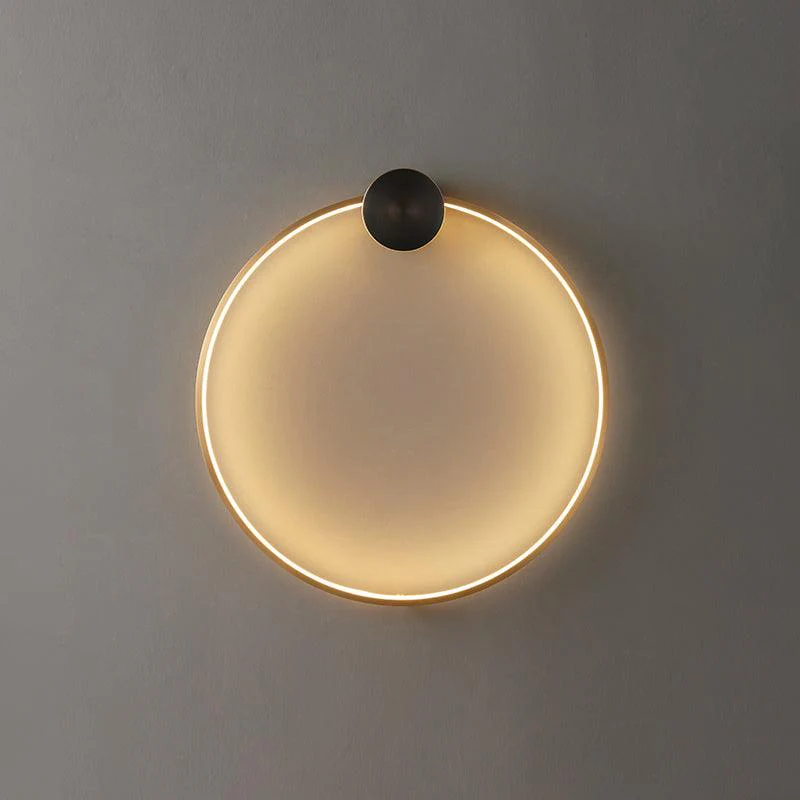 Ring Shaped LED Wall Light - Dia 20cm Set of 2 / Black & Brass / Three-Color Changing Light