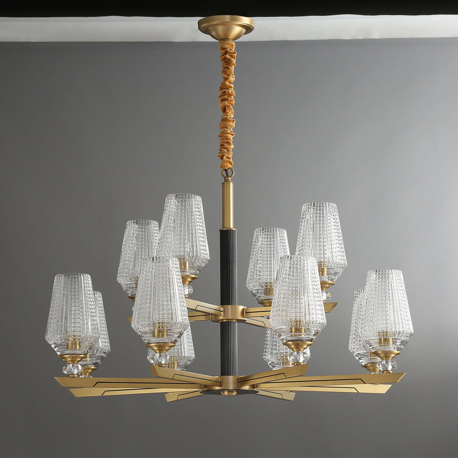 Люстра Orrefors Brass - 12 плафонов ∅83см х 60см, латунь