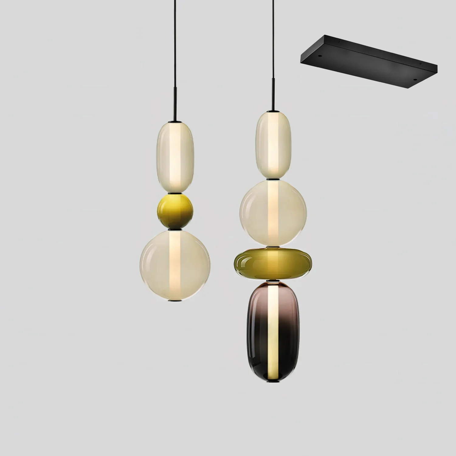 Подвесной светильник Candied Glass Combo - круглое крепление, 3 подвеса ∅30см x 150см, холодный свет