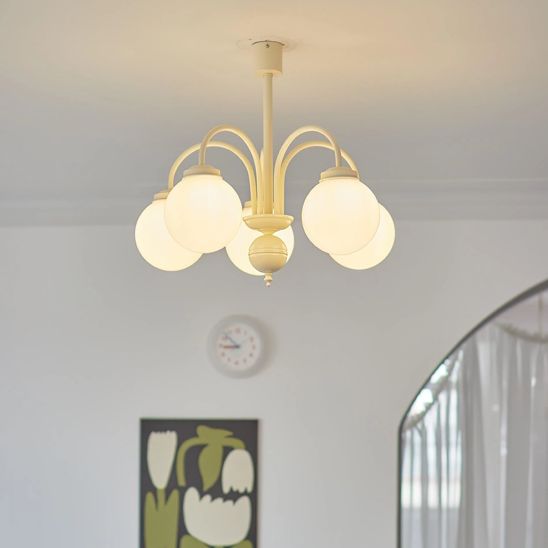Люстра Cream Glass Sphere - 4 плафона ∅50см x 50см, кремовый, белый
