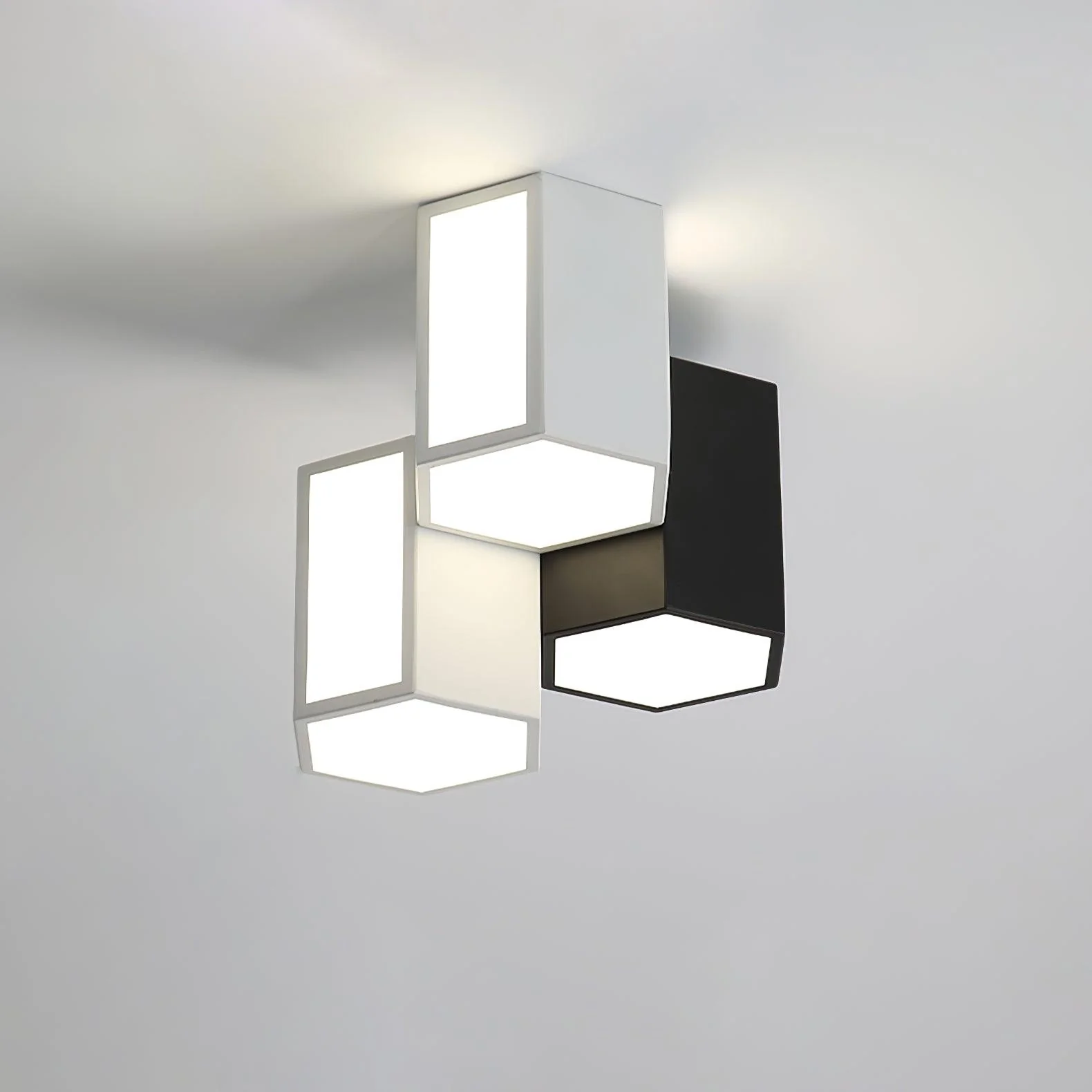 Потолочный светильник Geometric Collection - модель C, ∅30см x 25см, белый, черный, теплый свет
