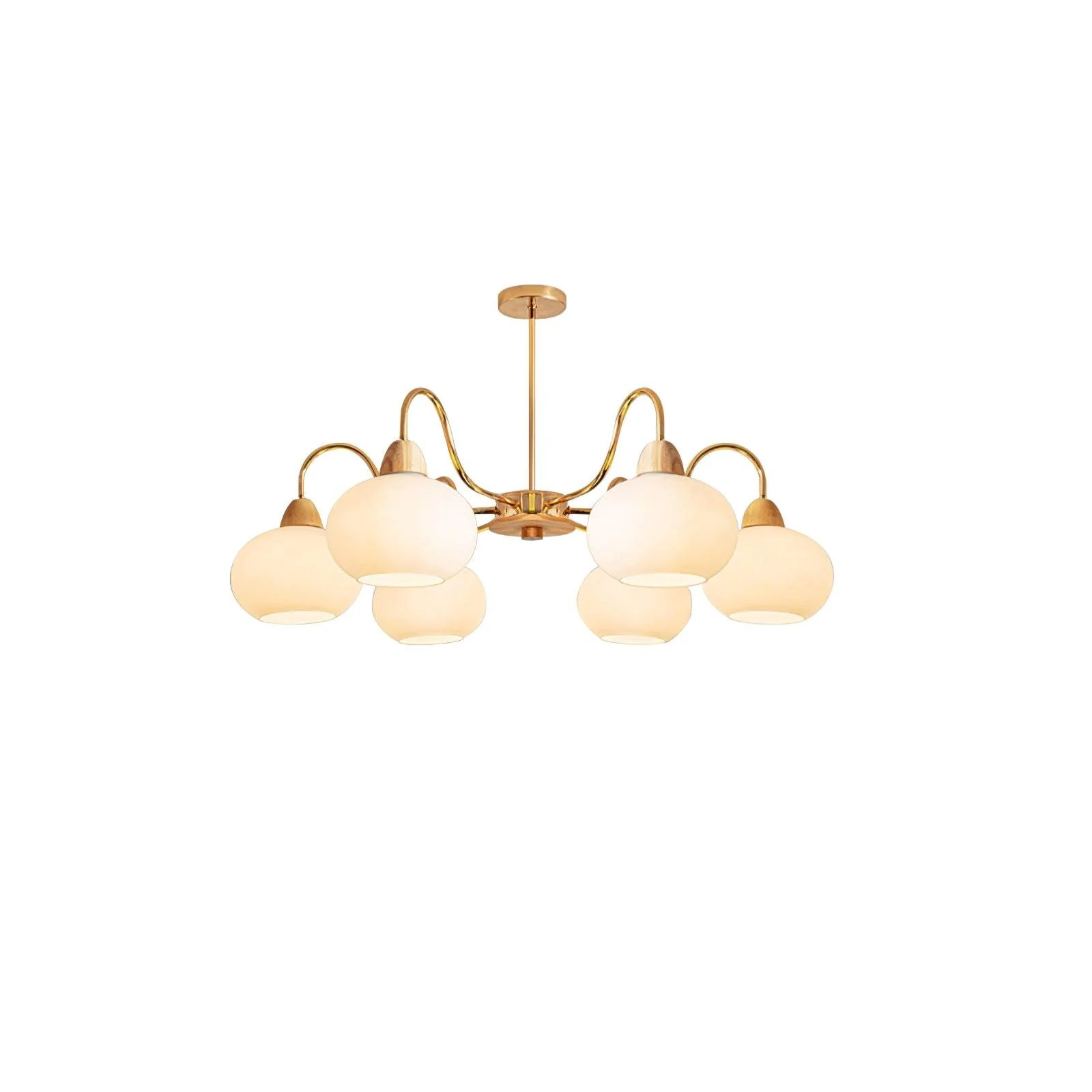 Люстра Glass Persimmon - 5 плафонов ∅66см x 34см, золотой, белое стекло