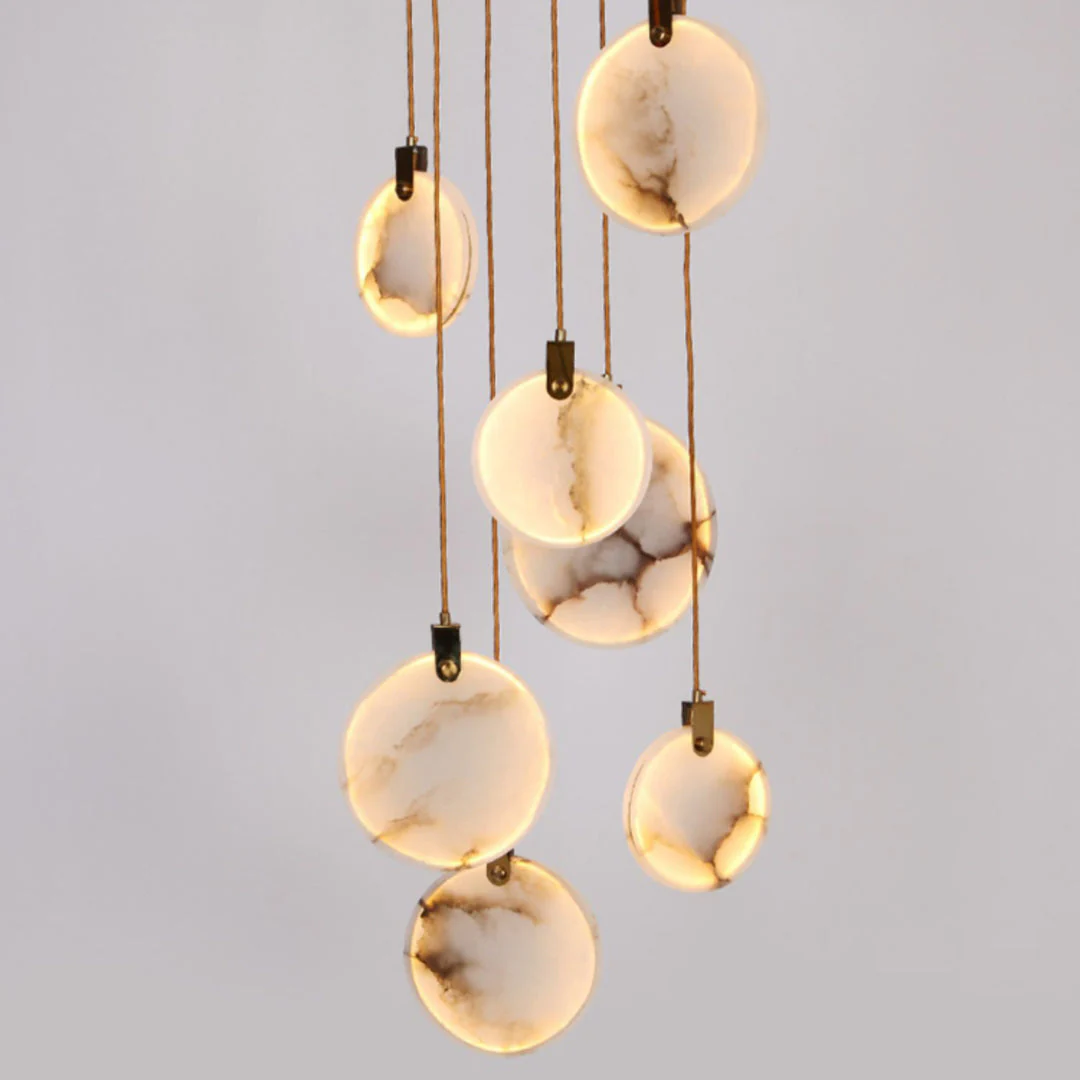 Подвесной светильник Harvest Alabaster - размер M, ∅25см x 25см, латунь, белый, теплый свет