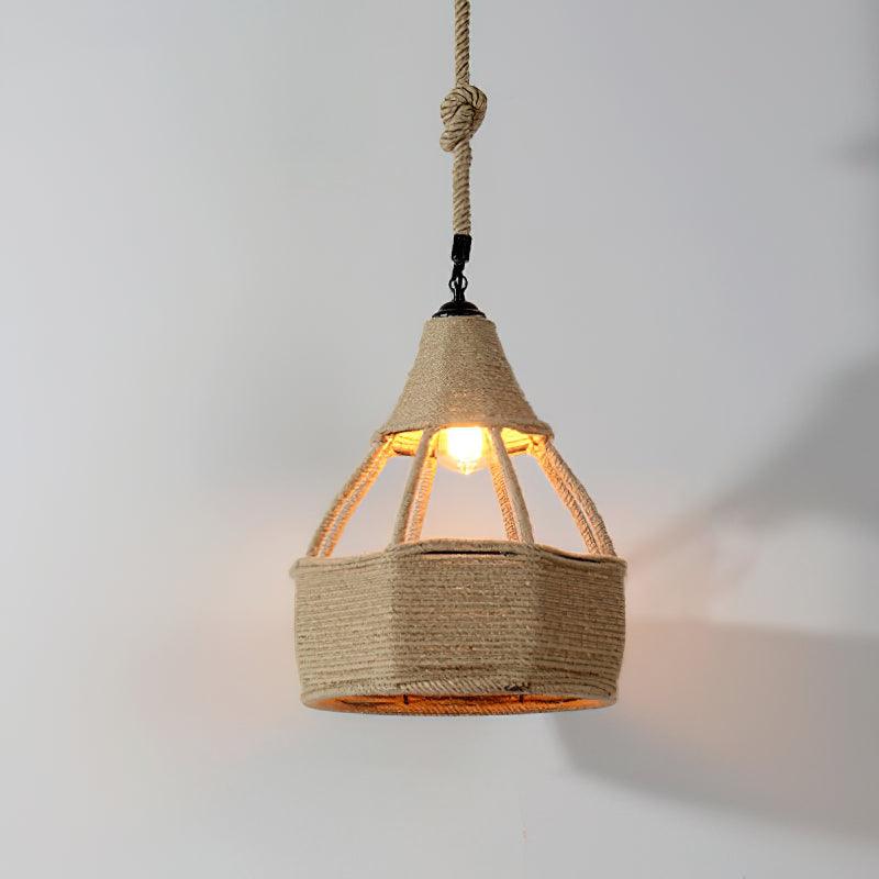 Подвесной светильник Retro Hemp Rope Exquisite - модель F ∅35см x 35см, натуральный ротанг