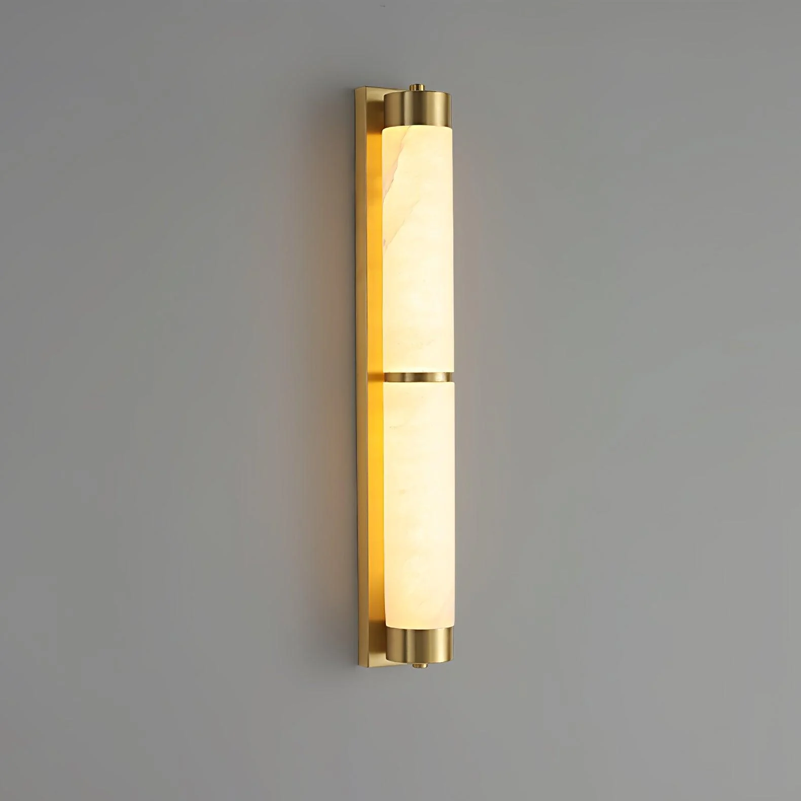 Настенный светильник Cylindra Alabaster Brass - модель B, ∅8см x 60см, черный, белый, холодный свет