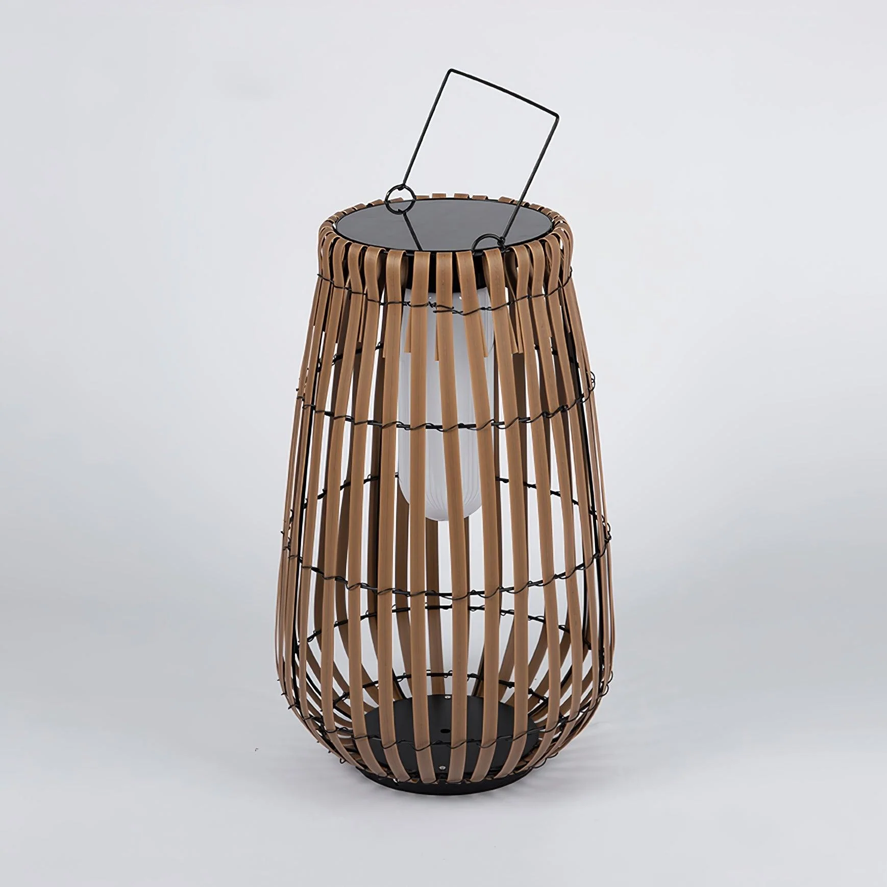 Уличный светильник Tropic Braid Lantern - модель B, солнечная батарея, ∅30см x 40см, черный, дерево