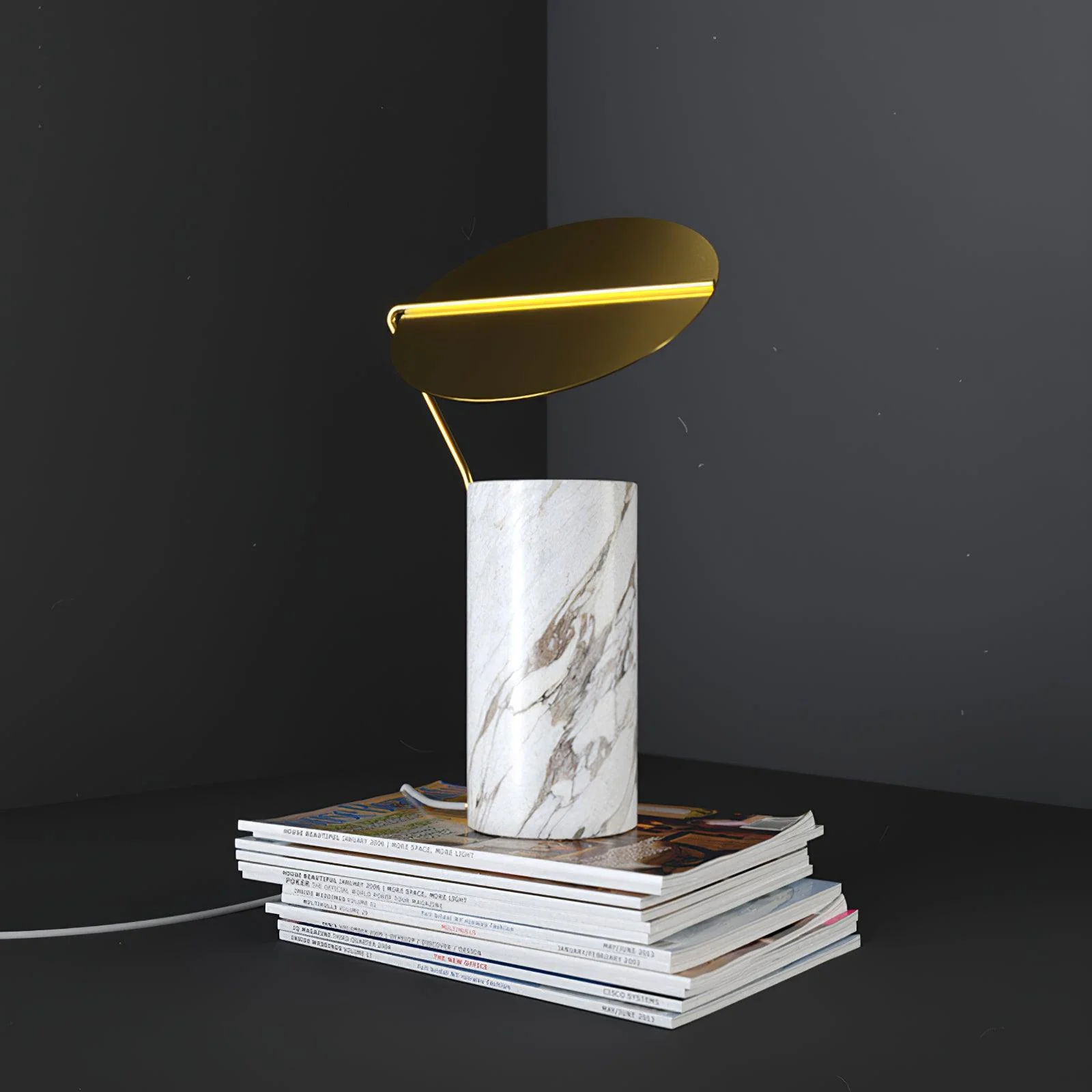 Marble Coffee Table Lamp - ∅ 9.1″ x H 13.8″ / Dia 23cm x H 35cm / Black / AU plug