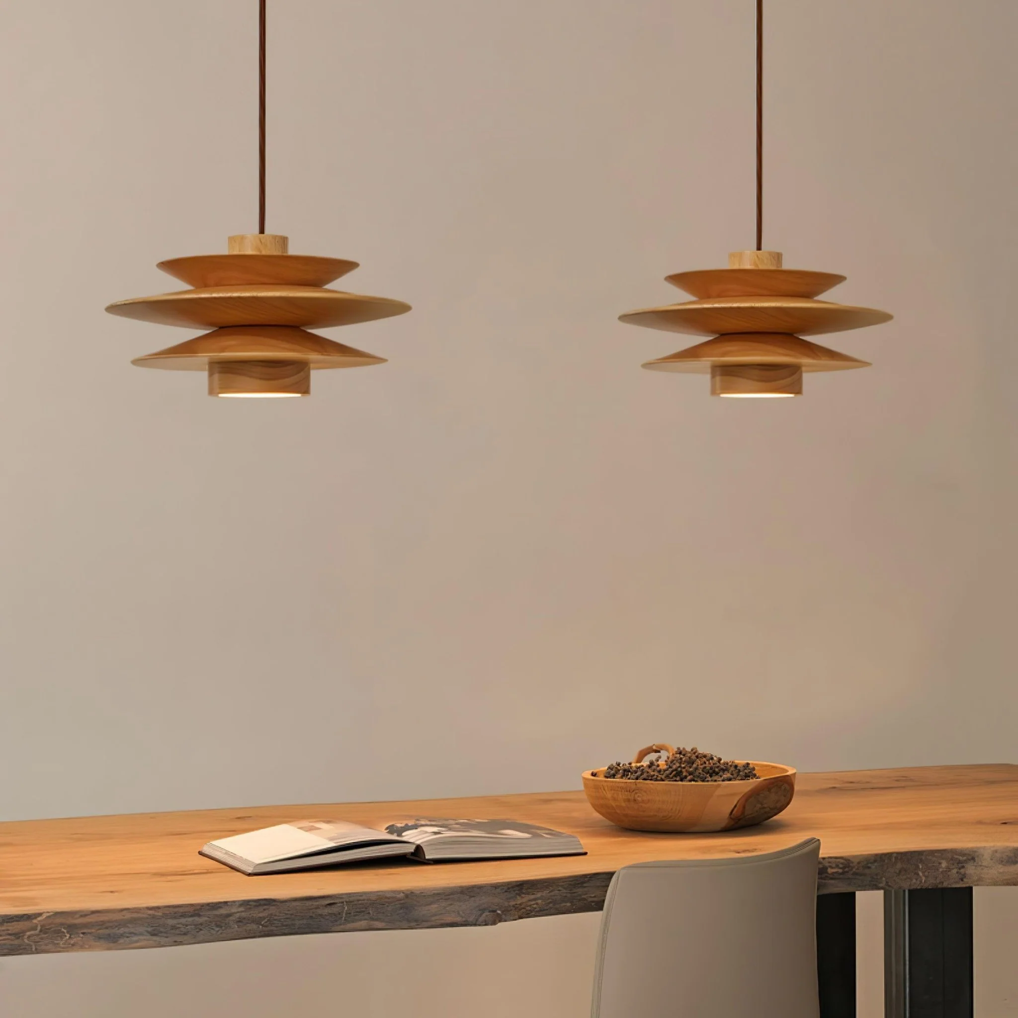 Подвесной светильник Cascade Wooden Disc - ∅30см x 15см, дерево