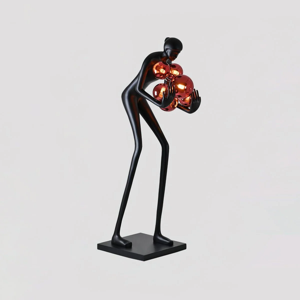Торшер Sentinel Sculpture - ∅60см x 181см, черный, белый стеклянный шар