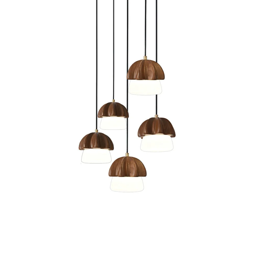 Люстра Mushroom Cluster - 1 плафон ∅12см x 13см, орех, теплый свет