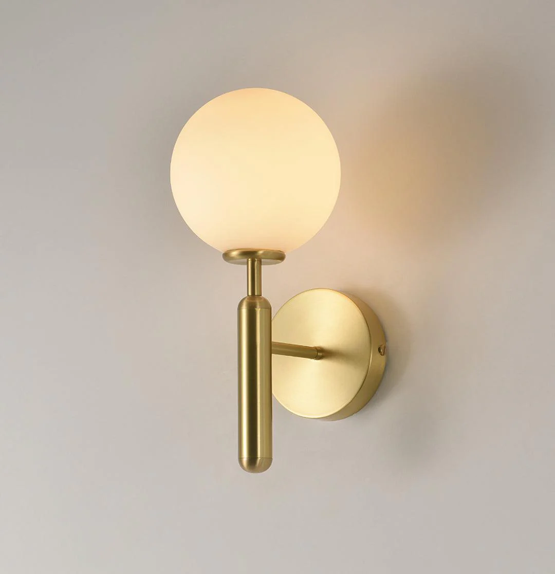 Nordica Wall Lamp - ∅ 5.9″ x H 13.4″ / Dia 15cm x H 34cm Set of 2 / Brass / White