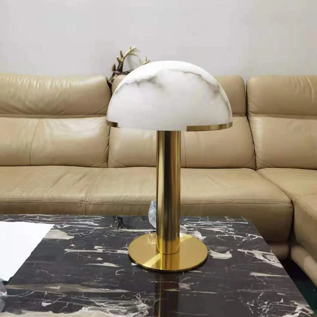 Настольный светильник Elegance Alabaster - ∅30см x 50см, золотой, белый, стекло
