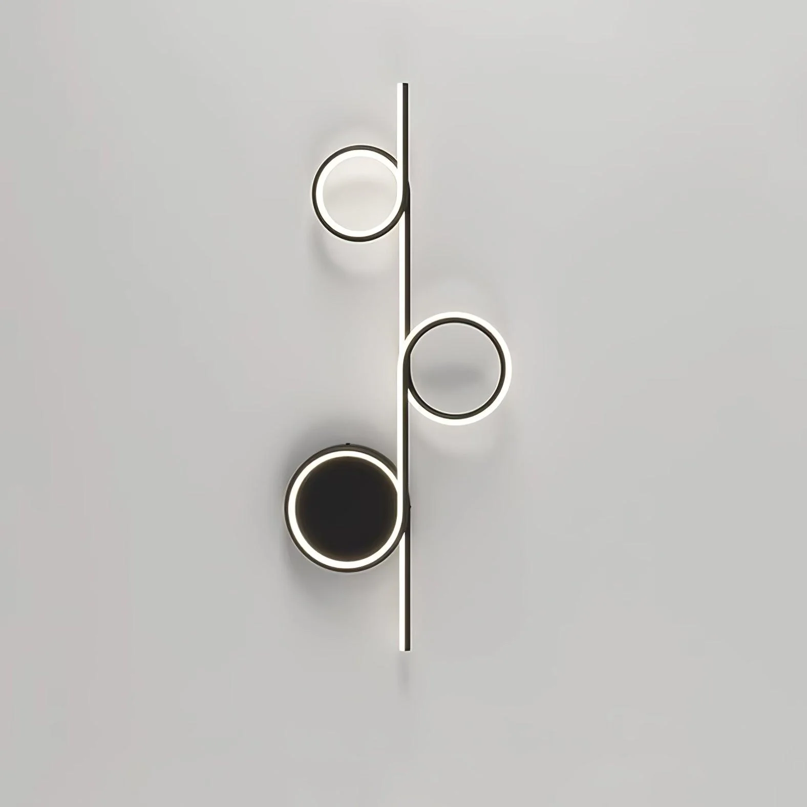 Rhythmic Line Wall Light - 1 ring ∅ 23.6″ x H 7.1″ / Dia 60cm x H 18cm Set of 2 / Black / Three-Color Changing Light