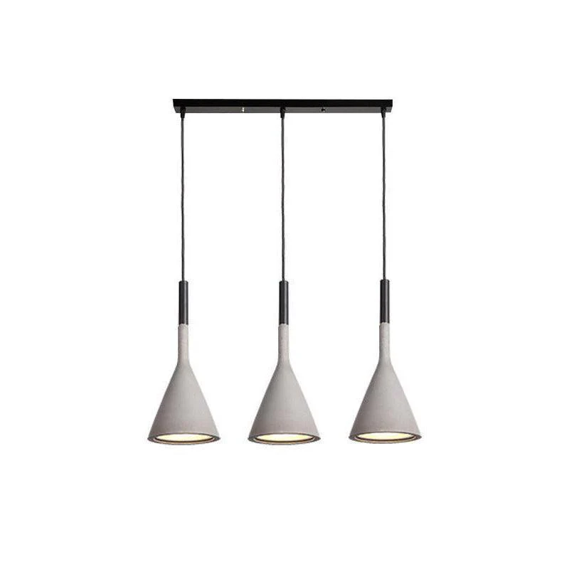 Подвесной светильник Conical Concrete - круглое крепление, 3 подвеса, зеленый