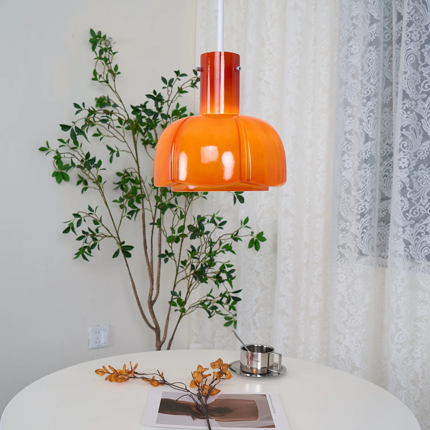 Подвесной светильник Lumina Petal Glass - ∅26см x 40см, коричневый