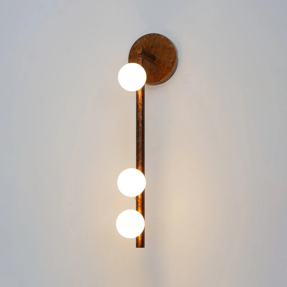 Настенный светильник Brass Glass Tube - 7 источников света ∅12см x 100см, античная латунь, белый