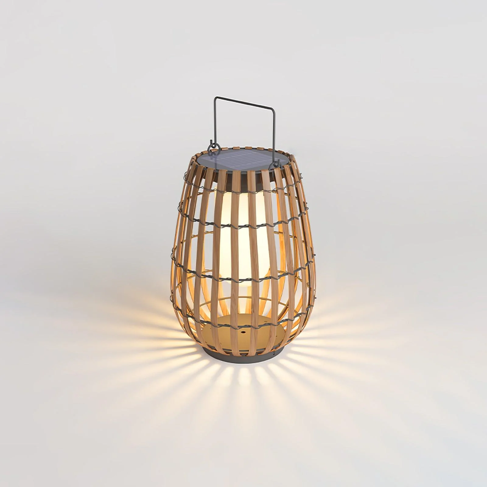 Уличный светильник Tropic Braid Lantern - модель B, солнечная батарея, ∅30см x 40см, черный, дерево