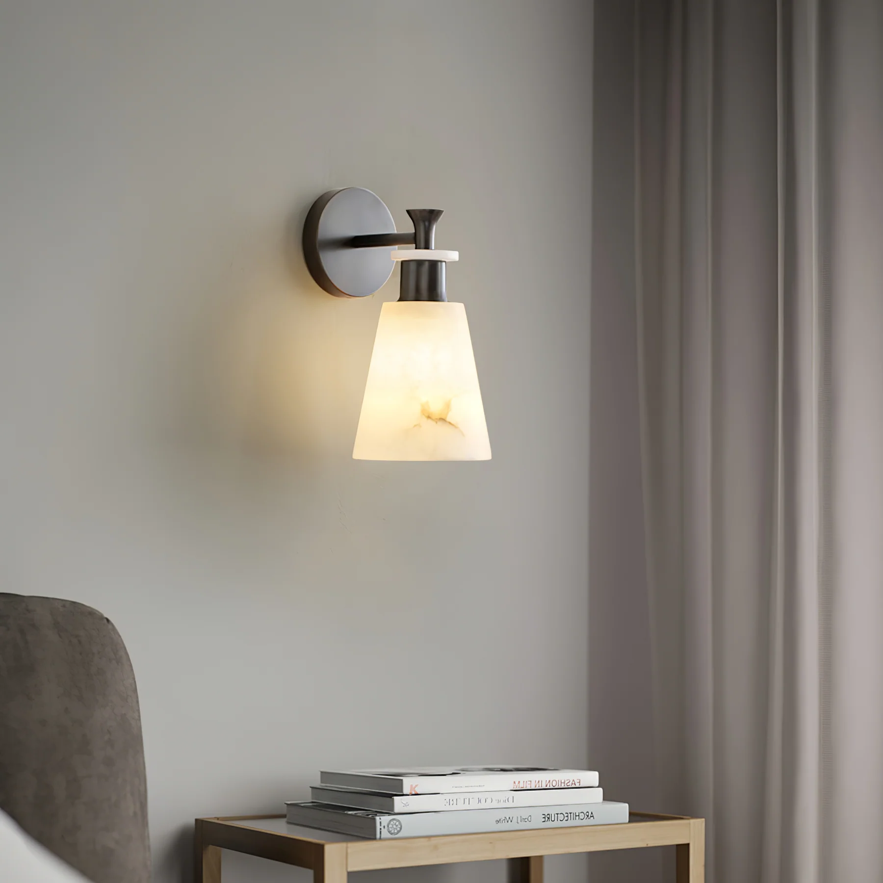 Настенный светильник Tapered Alabaster - ∅12см x 25см, античная медь