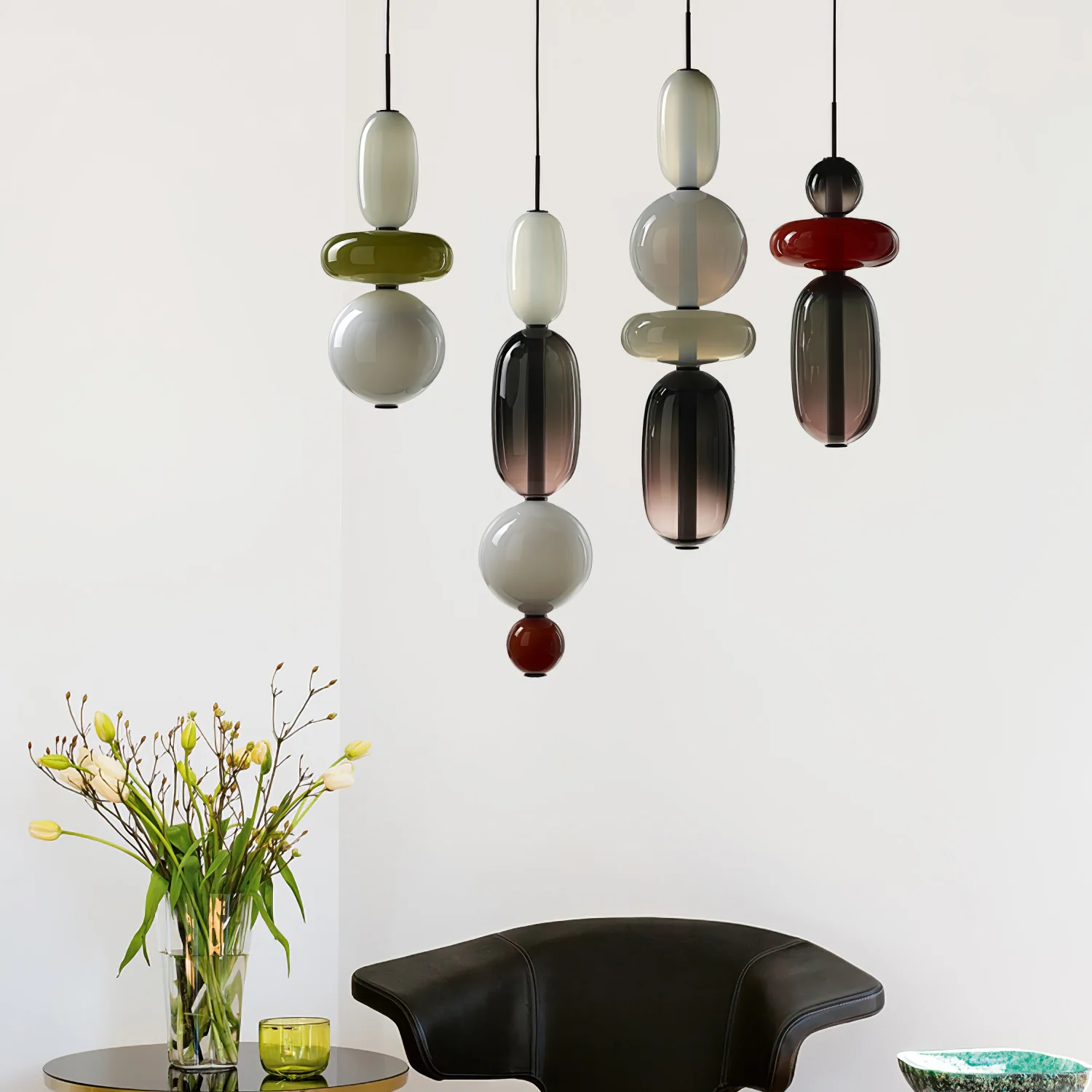 Подвесной светильник Candied Glass Combo - круглое крепление, 3 подвеса ∅30см x 150см, теплый свет, диммер