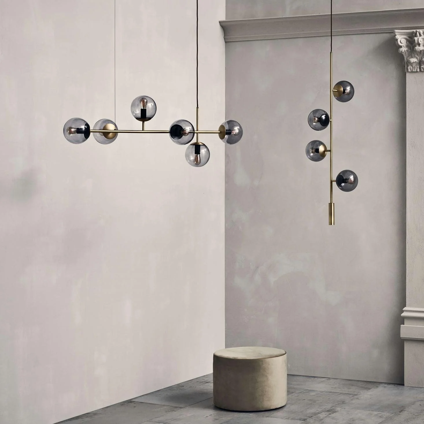 Люстра Orb - 120см х 45см, черный, янтарь
