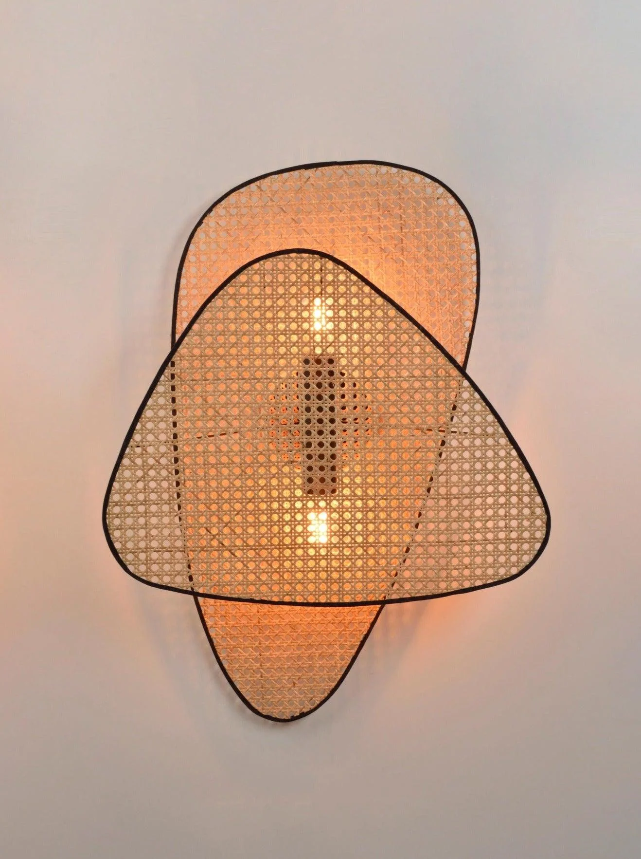 Screen Cannage Sconce - ∅ 13″ x H 16.5″ / Dia 33cm x H 42cm Set of 2 / Natural Bamboo & Black