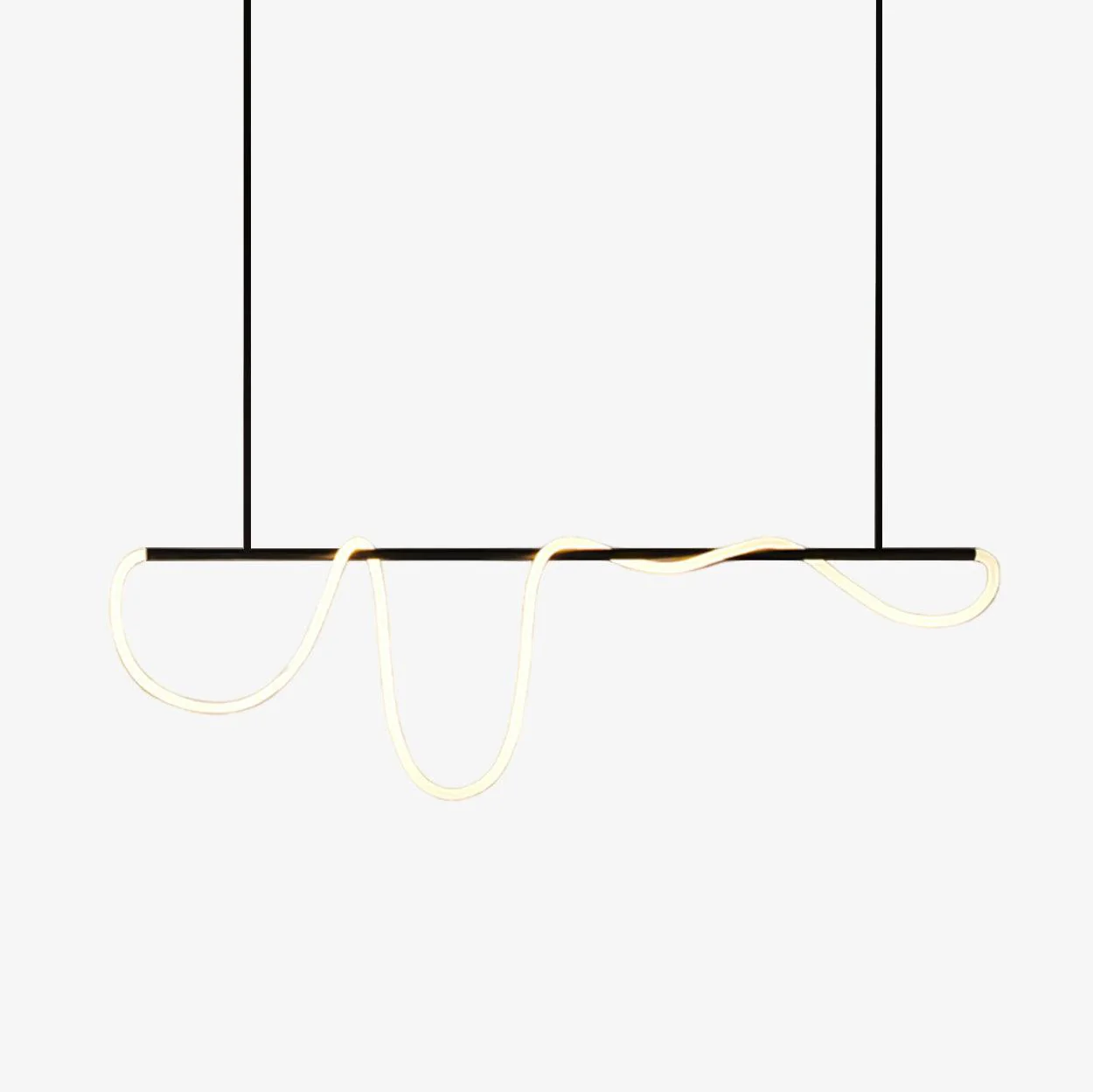 Люстра Flexible Linear Curve - 150см x 2см x 32см, черный, белый, с диммером
